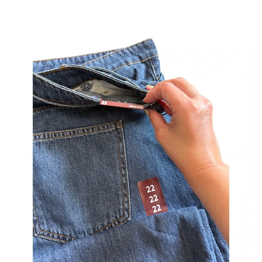 Buffalo David Bitton Wide Leg Belted Jeans Blue Denim Size 22 High Rise NWT